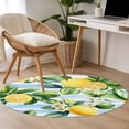 thumbnail image 5 of Round Area Rug 4ft,Summer Lemon Green Leaves Flower Washable Carpet Non-Slip Runner Accent Rugs Indoor Floor Mat for Bedroom Living Room Decor,Watercolor Blue Stripe, 5 of 9