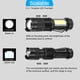 thumbnail image 5 of Linterna LED escalable Uxcell con linterna lateral, luz blanca, recarga USB, negro 2Set, 5 of 6