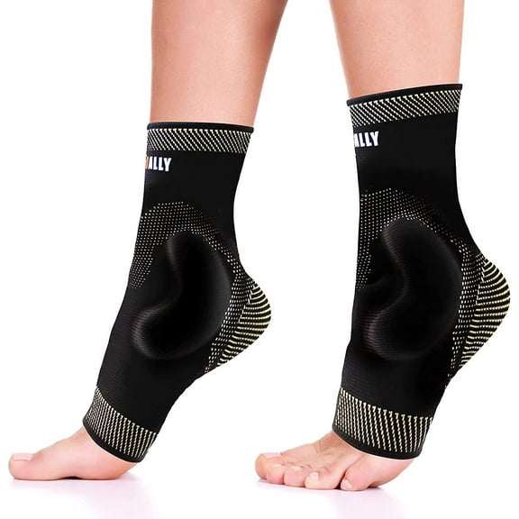 NeoAlly Ankle Brace Compression Support Sleeve with Silicone Gel, Reduce Foot Swelling & Prevent Ankle Injuries. Ankle Sleeve Helps Reduce Inflammation, Swelling, Soreness [X-Large Pair]