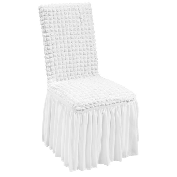 KFFKFF 4-Piece Set Stretch Spandex Folding White Wedding Chair Covers with Skirt