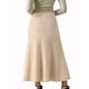 thumbnail image 3 of Falda midi de suéter elástica de cintura alta de punto acanalado para mujeres Inspire Chic XL beige, 3 of 6