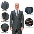 thumbnail image 5 of Antonio Uomo Men’s Suit Set – Slim Fit 2 Piece Single Breasted Double Button Jacket Pants for Business Wedding Dress Suits Indigo 34, 5 of 7