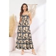 thumbnail image 4 of Vestido largo GRACE KARIN, verano, sin mangas, cintura fruncida, azul marino, S, 4 of 6