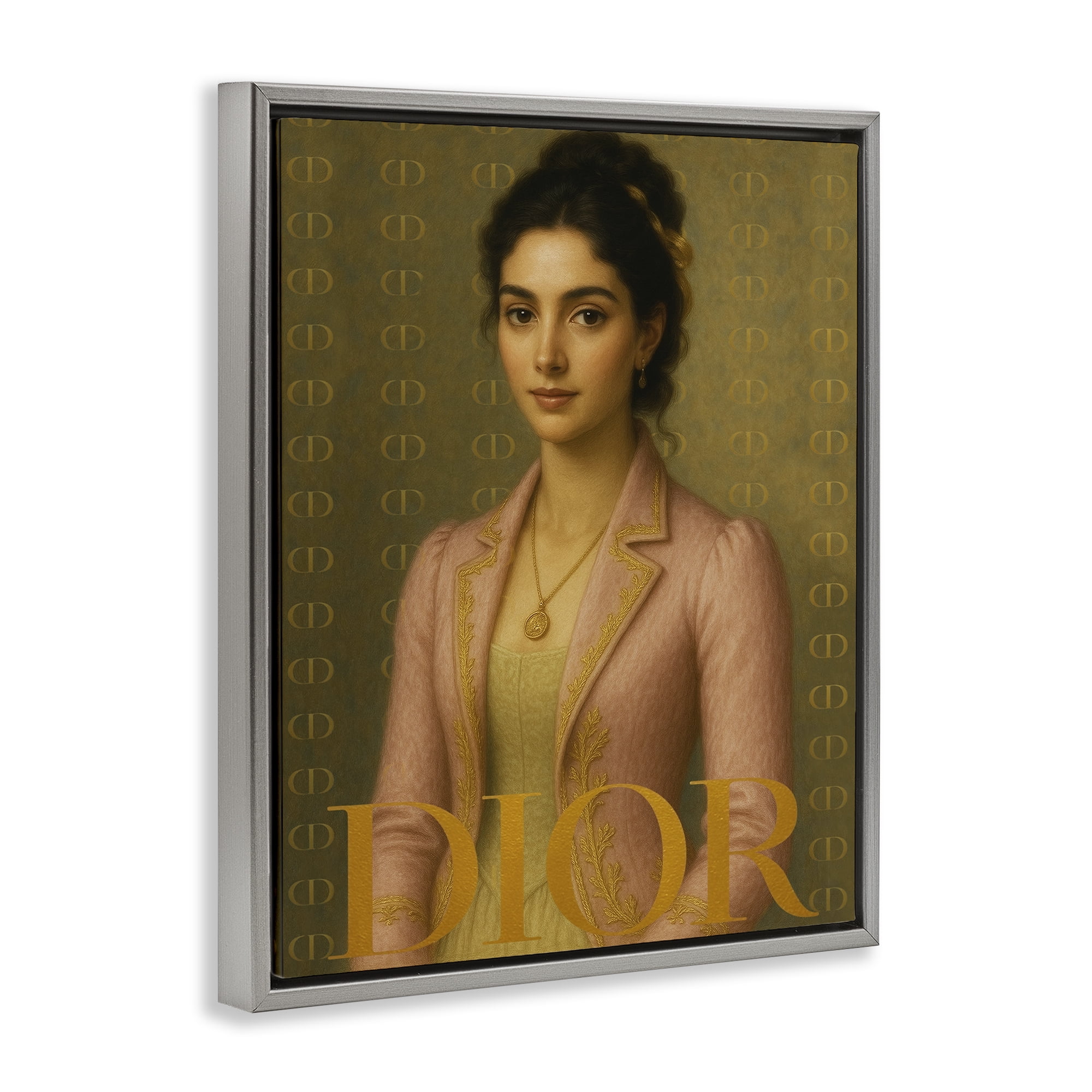 Stupell Industries Iconic Gentlewoman Fashion Gray Framed Floater Canvas Wall Art, design by Grotto Studios