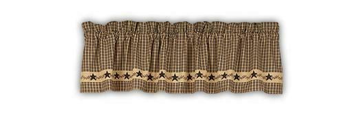 PRIMITIVE BERRIES Black Check Window Valance 72' x 14', by The Country House