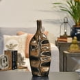 thumbnail image 2 of Urban Trends Collection 14890 Ceramic Eliptical Bottle Vase with Wrinkled Body, Gold - Medium, 2 of 2