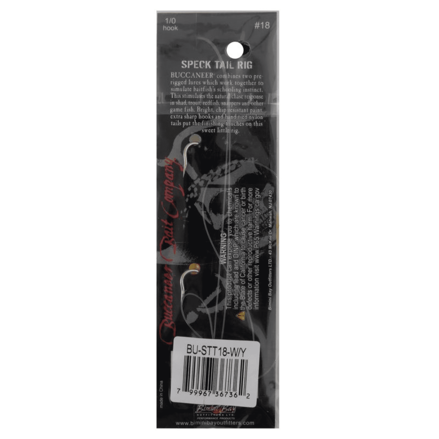 (2 pack) Buccaneer Rig Lure, White & Yellow Speck Tail, 1/8 oz, 2 Pack