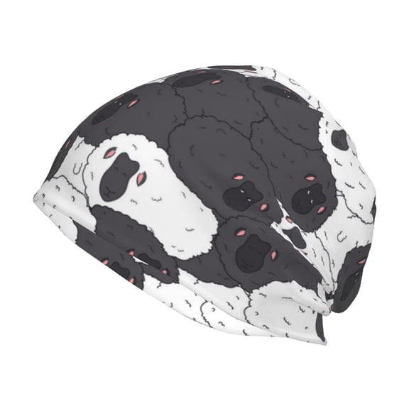 KLL Black And White Sheeps Winter Fall Beanie Knit Hats for Men & Women - Warm & Soft Stylish Toboggan Caps for Cold Weather