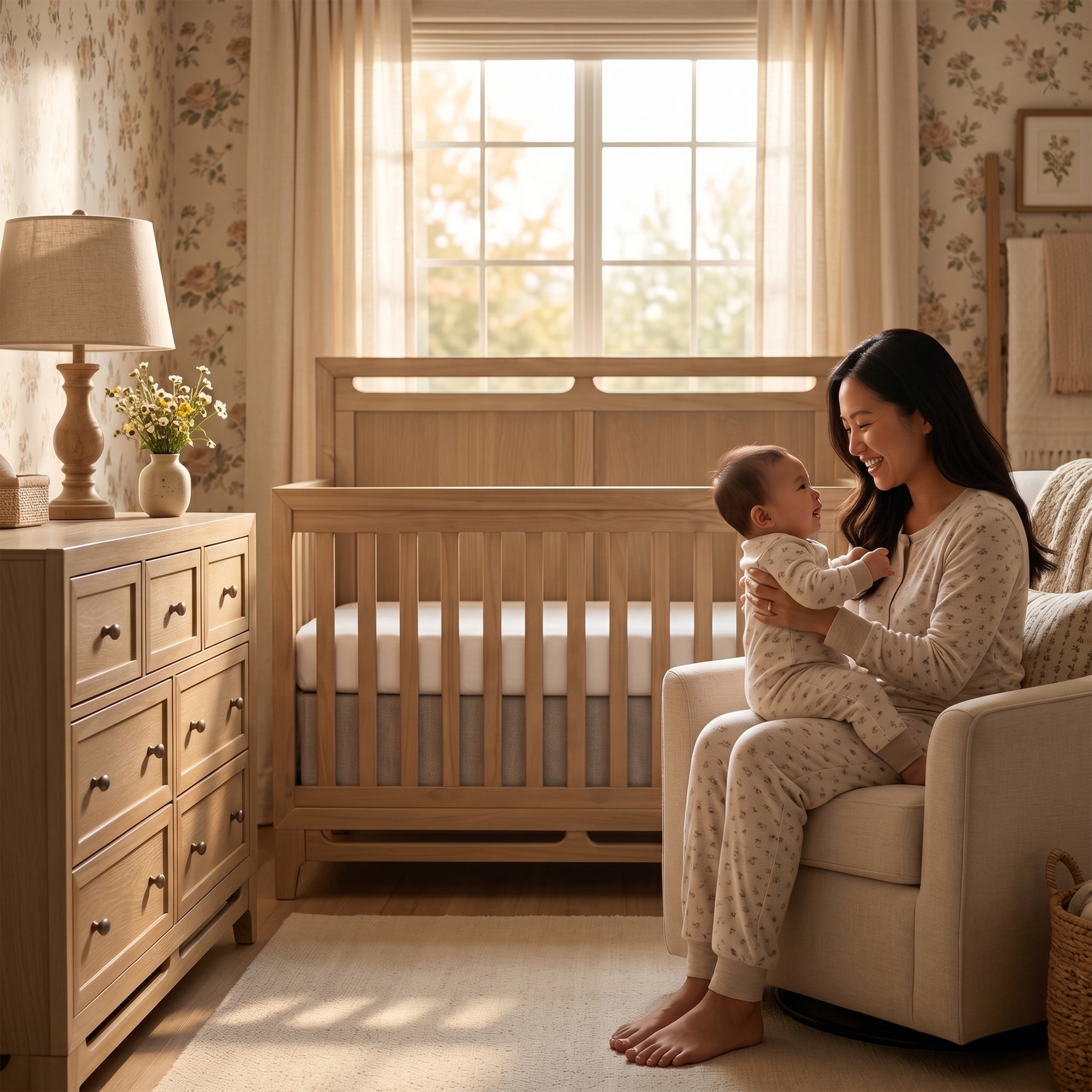 Evolur Bradford 5 in 1 Convertible Crib, Alpine Oak