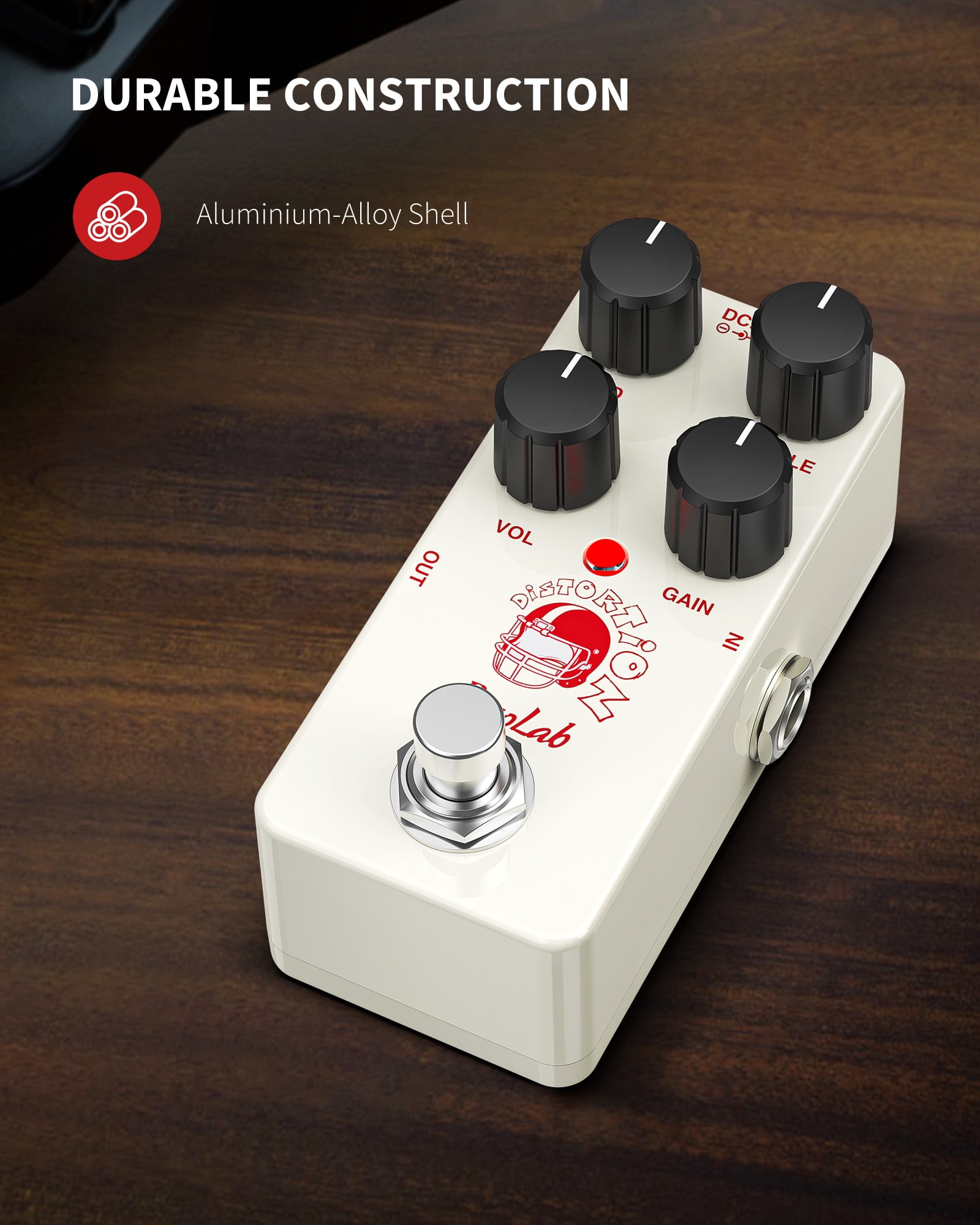POGOLAB Distortion Guitar Pedal Mini Analog Distortion Pedal Two-Brand EQ Mid and Treble True Bypass DC 9V for Electric Guitar