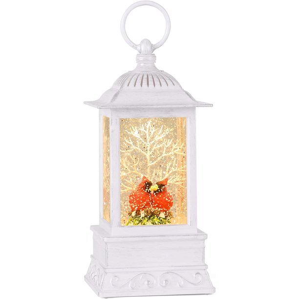Cardinal Snow Globe, Christmas Snow Globes Lantern Glitter Lighted with Music, Christmas