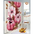 thumbnail image 4 of Fall Shower Curtain Pink Pumpkin Bathroom Curtains with Hooks, Waterproof Fabric Autumn Maple Leaves Beige Thanksgiving Bath Shower Curtains Set for Bathroom Bathtubs Decor 36x72 Inch, 4 of 7