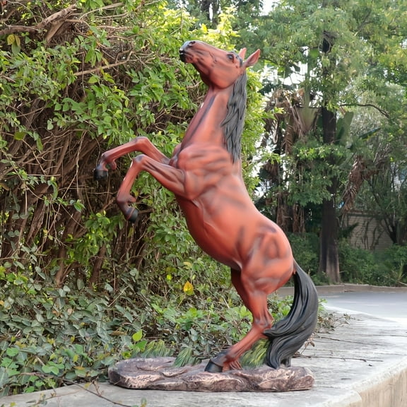 "20" Rustic Horse Statue - Realistic Resin w/ Dynamic Pose - Indoor/Outdoor Tabletop Decor for Living Room, Garden - Perfect Father's Day & 4th July Gift