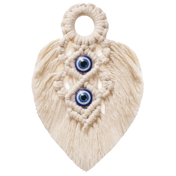 GOOHOCHY Colgante de pared de macramé, arte tejido bohemio, decoración de pared de macramé, delicado adorno de borla de macramé