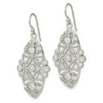 thumbnail image 2 of Finest Gold Sterling Silver Polished Fancy CZ Dangle Shepherd Hook Earrings, 2 of 3