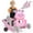 Pink, variant on Costway 4-in-1 Rocking Horse & Slide Set Toddler Slide Toy w/ Basketball Hoop Blue