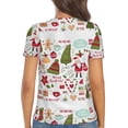 thumbnail image 3 of Fuzoiu Snowflakes Santa Claus Print Women's V-Neck T-Shirt,Women's Short Sleeve Top, Comfortable for Work, Leisure, and Sports, 3 of 7