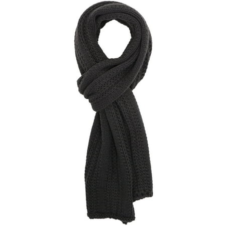 - Solid Color Men's Soft Handmade Knit Winter Long Scarf Neck Warmer,Dark Grey