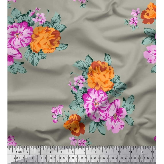 Soimoi Cotton Poplin Fabric Florals Floral Printed Craft Fabric by The Yard 42 Inch Wide