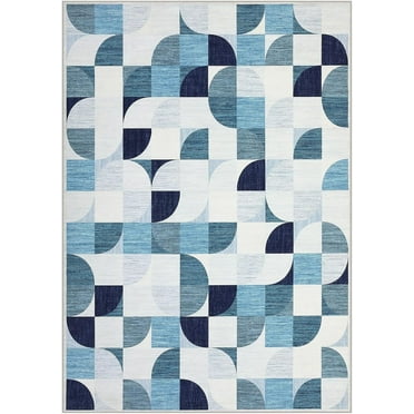 Retro geometric carpet, Bohemian style washable carpet 5 × 7 area carpet, non slip and soft by the bed