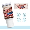 thumbnail image 6 of 40 oz Tumbler with Handle and Straw Lid Cartoon Pig with Usa Flag Insulated Vacuum Water Bottle Stainless Steel Travel Cup, 6 of 8