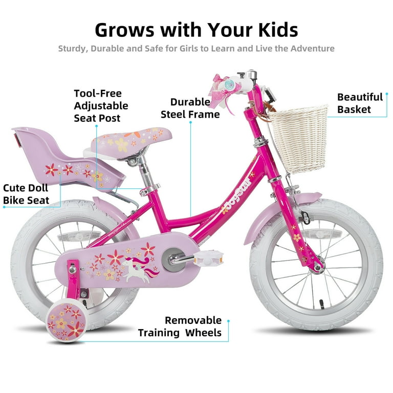 JOYSTAR Unicorn 16inch Girls Bike with Training Wheels Mint Purple Walmart