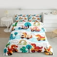 thumbnail image 2 of Castle Fairy Cartoon Dinosaur Full Size Comforter Sets 3-Piece for Preppy Child Kids,Cute Truck Car Bedding Comforter Set,Kawaii Rainbow Animal Lightweight Bedding Sets,Luxury Bedroom Decor, 2 of 8