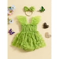 thumbnail image 4 of Musuos Baby Girl Summer 2Pcs Romper Outfit 3 6 12 18 24Months Fly Sleeve Tulle Butterfly Cute Romper Dress with Bow Headband, 4 of 10