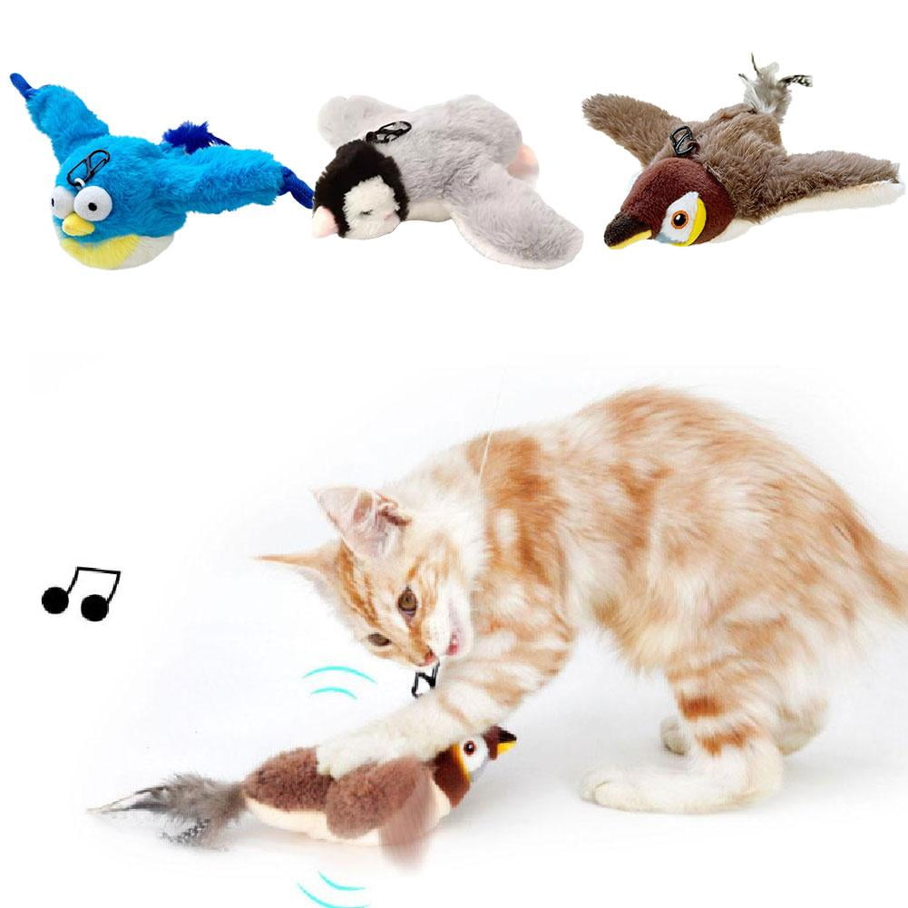 Interactive Cat Toy Flapping Bird with USB Charging, Realistic Wing Motion & Chirping Sound, Plush Kitten Entertainment Toy for Indoor Cats