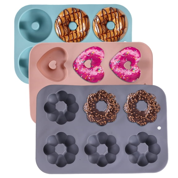 Silicone Donut Molds for Baking, Flexible Nonstick Silicone Donut Mold, Oven Dishwasher Safe Doughnut Baking Mold for Homemade Donuts, Bagels, Mini Cakes