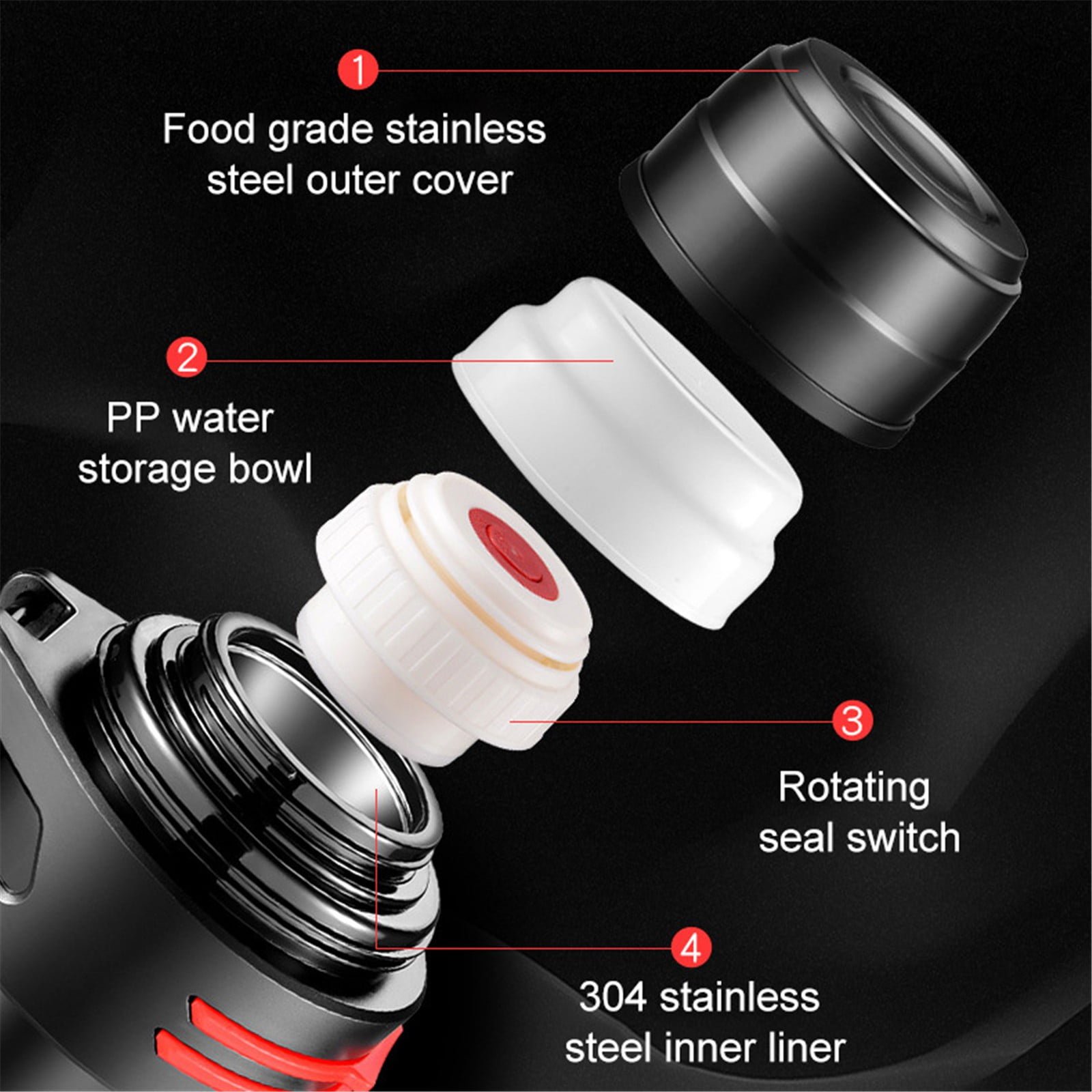 Clearance! Kitchen Cups 1*Thermos Pot Vacuum Flask for Hot Drinks 304 Stainless Steel Kettle with Coffee Lid and Handle 2.0 Liter Large Capacity Vacuum Flask Portable Kettle Suitable for Outdoor