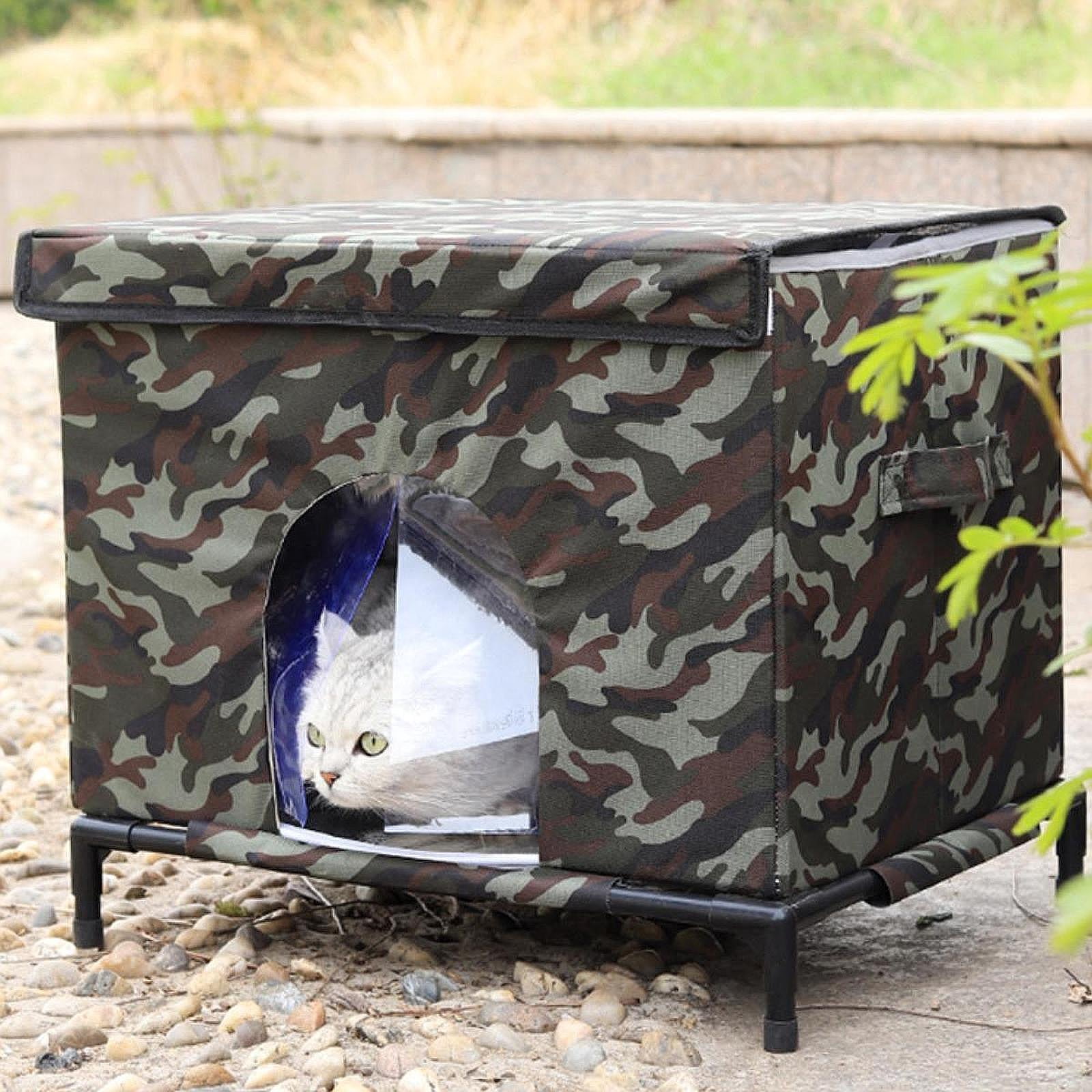 Serenable Cat House for Outdoor Cats Elevated Convenient Gifts with Handle for Winter, Cat Bed Cave Cube Cat Shelter Pet House for Barn