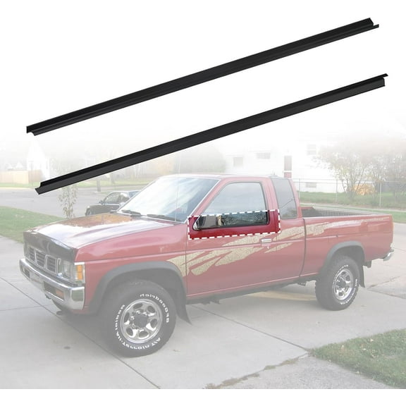 YIUIY 2Pcs Outer Door Weatherstrip Window Seal Belt Car Window Rubber Moulding Trim Compatible with Nissan Pickup D21 Hardbody 1986-1994 Replace 80820-01G00 80821-01G00