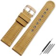 thumbnail image 3 of Correa de reloj de lona duradera y acolchada de cuero para Citizen Seiko SKX007 SKX009 I-WC, cómoda, de 20 y 22 mm, 3 of 5