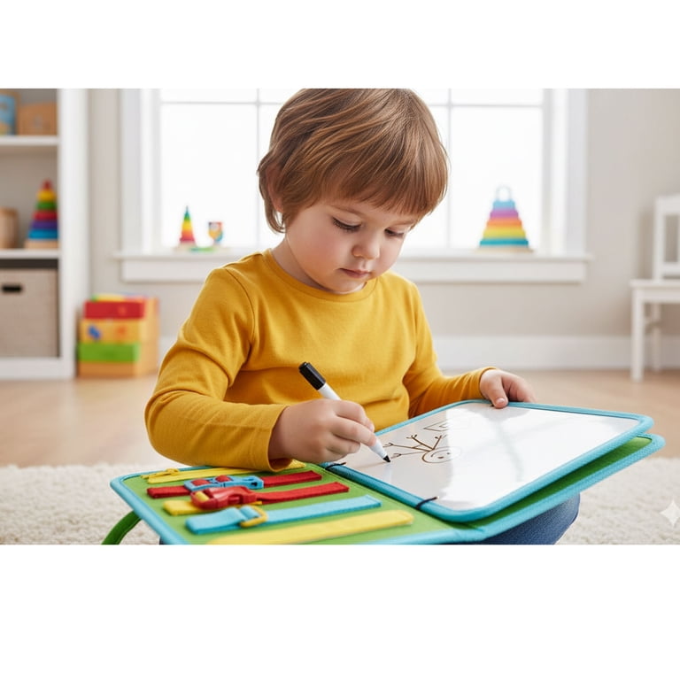 Montessori Busy Board with Doodle Board for Toddlers — 8-in-1