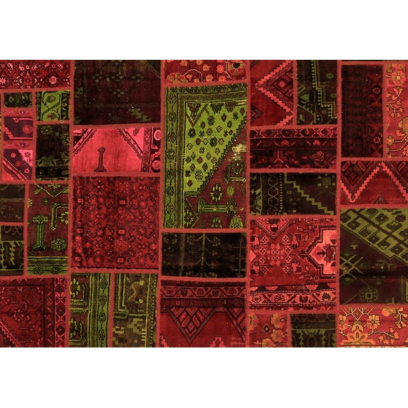 Ahgly Company Indoor Rectangle Oriental Orange Modern Area Rugs, 4' x 6'