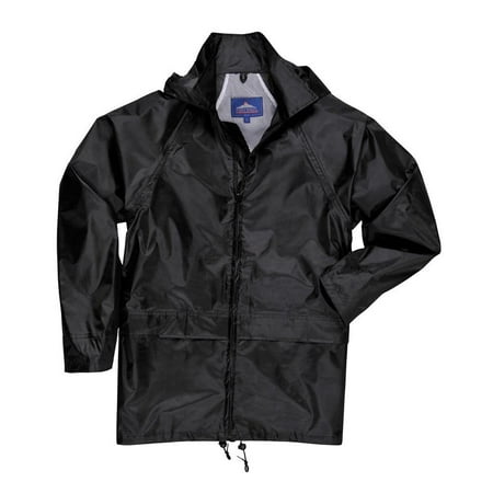 Portwest Black Classic Rain Coat with Attached