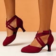 thumbnail image 5 of Willtoo Ladies' Dance Shoes, Indoor Fabric Cross Straps, Low Heels, Comfortable And Well-Fitting, 5 of 6