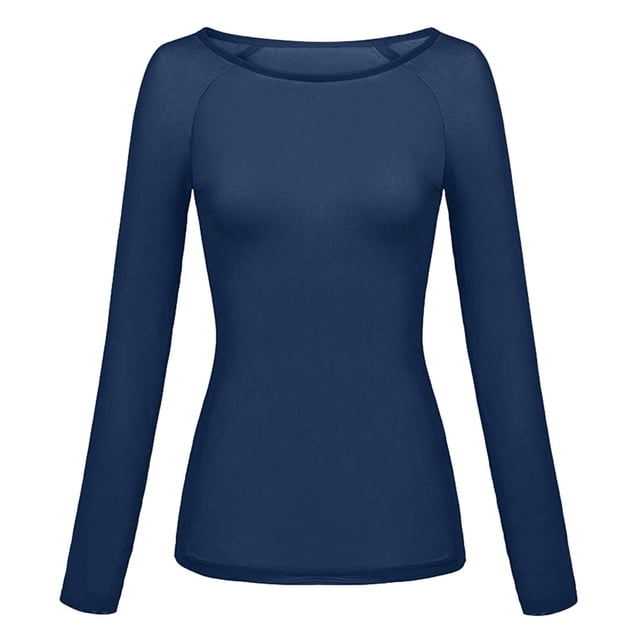 Blusa de malla transparente de manga larga para mujer: moldea los brazos sin costuras, elegante top a rayas para uso informal/vacaciones, tallas S-XXL