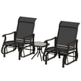 thumbnail image 1 of 3PCs Black Gliding Rocking Chair Set with Bistro Table for Patio, Garden & Balcony - Outdoor Seating with Mesh Fabric & Steel Frame - 38.2" H, 1 of 7