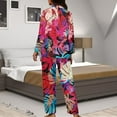 thumbnail image 7 of Kuiaobaty Palm Leaf Print Womens Pajamas Sets Novelty Loungewear Sets Long Sleeve Pjs Sets Button Down Tops and Pants with Pockets 2 Piece Holiday Party Sleepwear Outfits, Size 3XL, 7 of 7