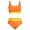 Orange, variant on Girls Color Block Two Piece Bathing Suit, Striped Wide Strap Crop Tankini, High Waist Split Swimming Outfit for Preteen Beach Girls