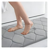 LAMIRO Memory Foam Rug,Machine Washable Bathroom Mat,Quick Dry Non-Slip Bath Rug,Soft Absorbent Foam Bath Mat,15.75"x23.62" Light Gray