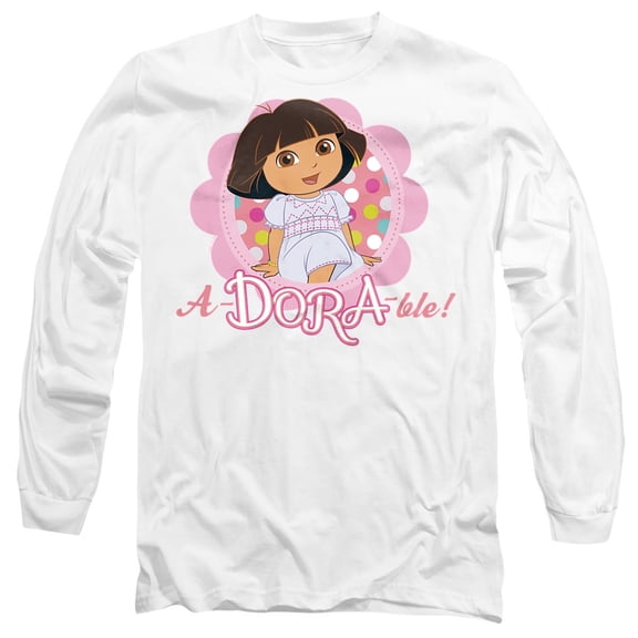 Popfunk Dora The Explorer A-Dora-Ble! Unisex Adult Long-Sleeve T Shirt, White, Small