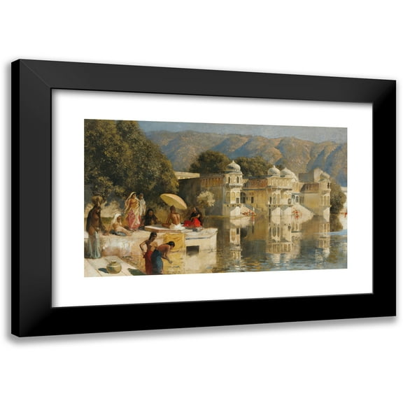 Edwin Lord Weeks 14x10 Black Modern Framed Museum Art Print Titled - Lake at Oodeypore, India (circa 1893)