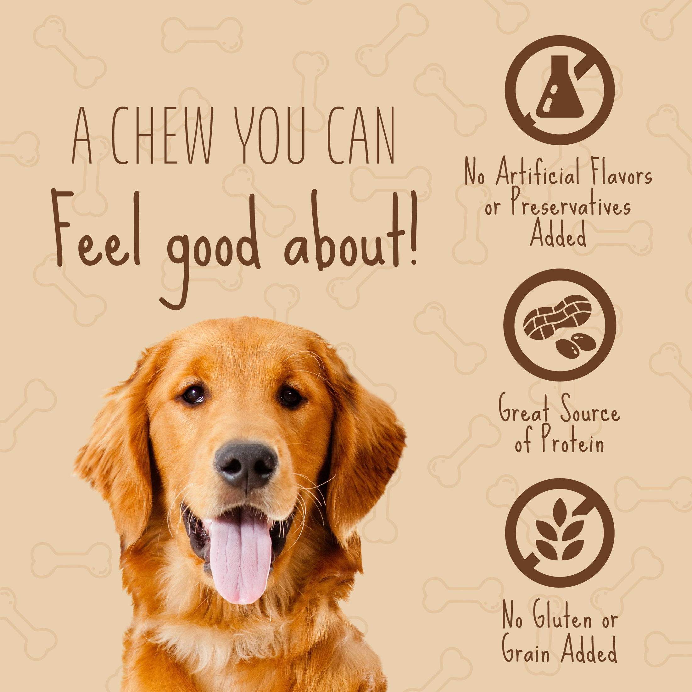 Better Belly Small Rolls Chew with Real Chicken & Peanut Butter, Highly Digestible Dog Treat, 6 Count