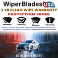 thumbnail image 2 of 2016 Lexus RX350 Beam Wiper Blades Wipers w/2yr Warranty (Set of 2) (WiperBladesUSA), 2 of 5