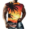 thumbnail image 2 of Vekome Hawaiian Big and Tall Tank Tops for Men Sleevelss Shirts Crewneck Workout Tee Shirts Palm Frond Beach Wear Orange, 2 of 5
