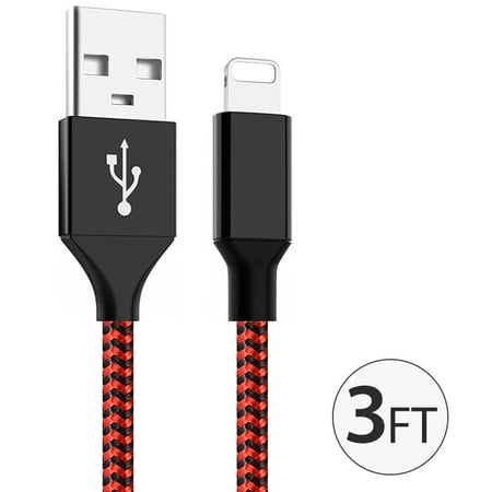 For iPhone Charger  TTECH 3FT Nylon Braided iPhone Charger  8-Pin USB Charging Cable Cord Compatible with iPhone X / XS / XS Max / 11 / 11 Pro / 11 Pro Max / XR / 8 / 8 Plus / 7 / 7 Plus / 6 / 6s Plus