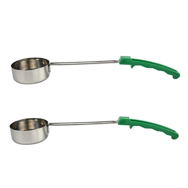 2X Cuchara de Salsa para Untar de Pizza Manejar de Goma Cuchara de Cocina de Fondo Plano Cuchara de Cocina de Acero Inoxidable Cuchara de Sopa para Mezclar Y Medir -4 Oz